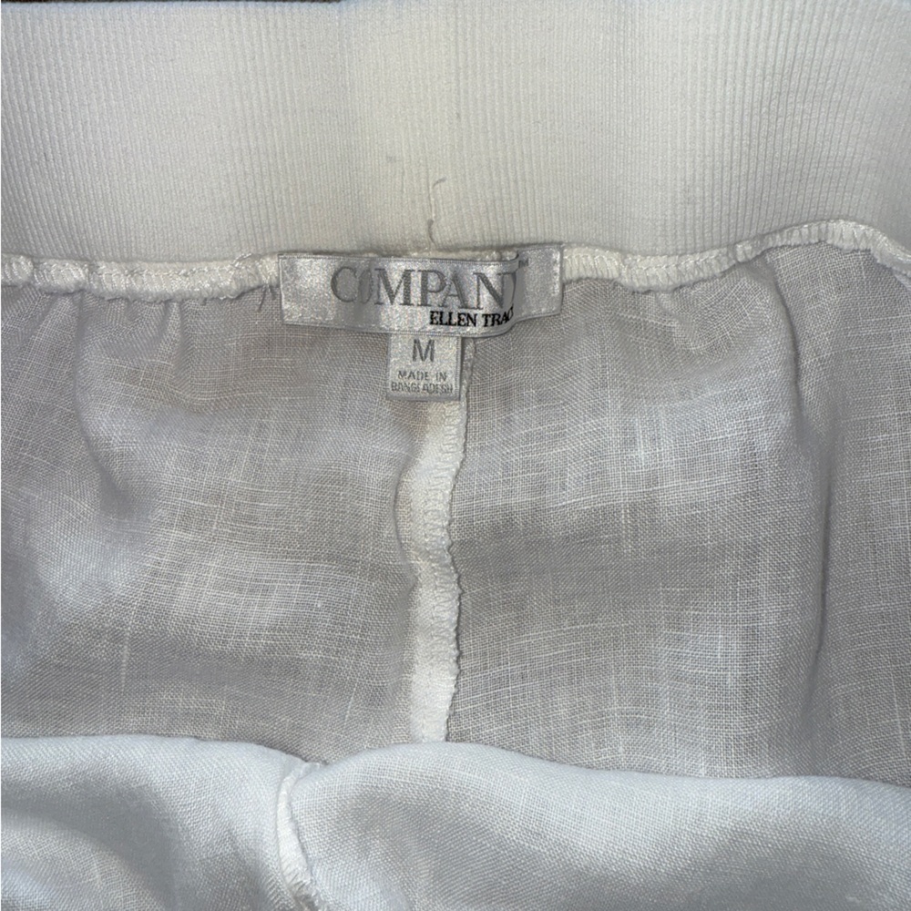 Ellen Tracy New White Linen Pants Drawstring Wide Leg Timeless Classic Medium - Picture 12 of 14